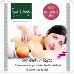 Banner do 12º spa week com uma mulher recebendo massagem