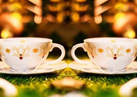 2 xícaras de chá e 2 pires buddha spa